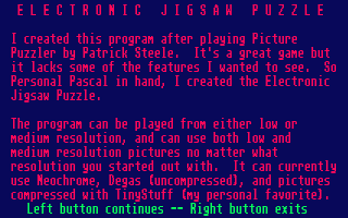 Electronic Jigsaw Puzzle atari screenshot